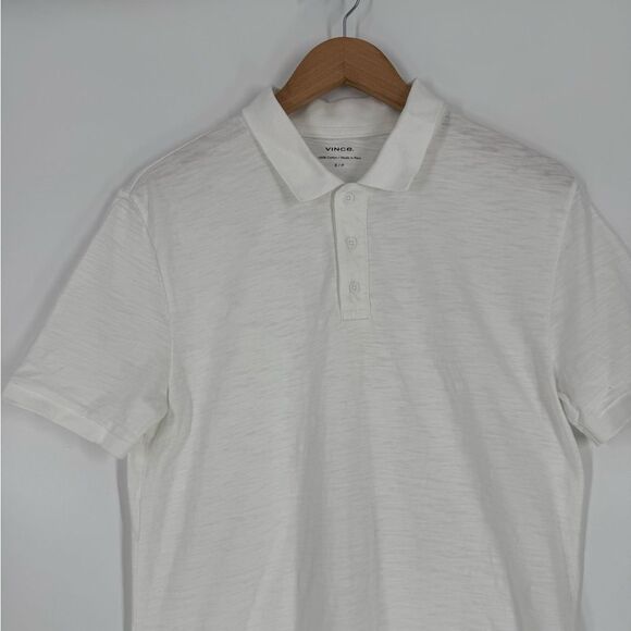 Vince Short Sleeve Slub Polo in White | Small - Picture 6 of 7